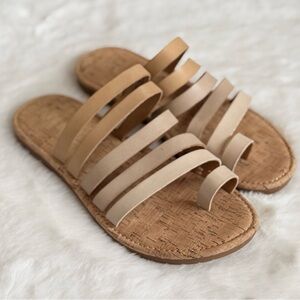 KORKS 10 Shay Strappy Toe Loop Sandals in Natural • Beige Cream Summer Flats